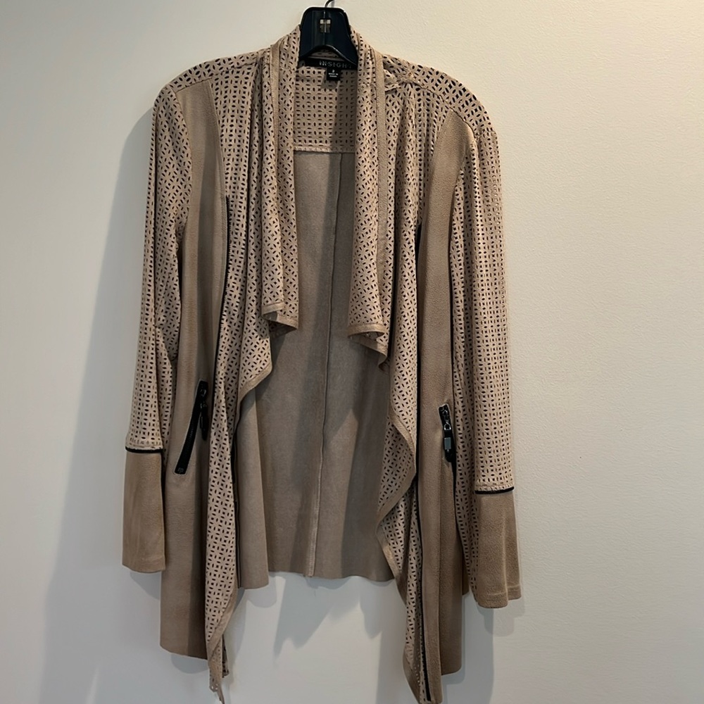 Tan color faux suede topper